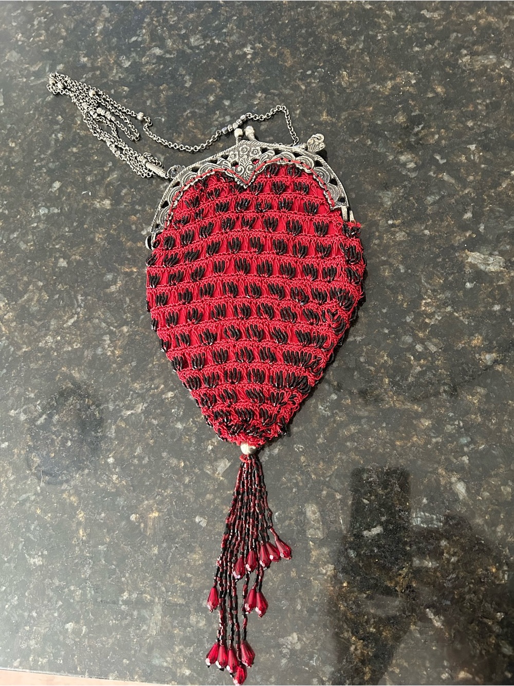 Antique Crochet Beaded Purse
